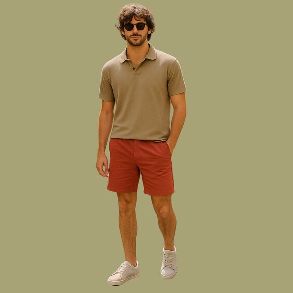🔥 34 Heritage Slim Fit Rust Red Shorts (Size 38) – TENCEL™ Blend - Picture 1 of 9